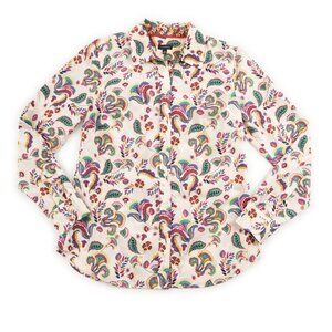 TALBOTS multi-color paisley print lightweight button down shirt size XS
